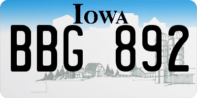 IA license plate BBG892