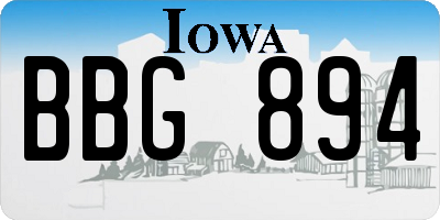 IA license plate BBG894