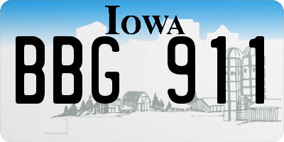 IA license plate BBG911