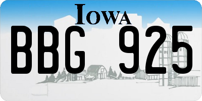 IA license plate BBG925
