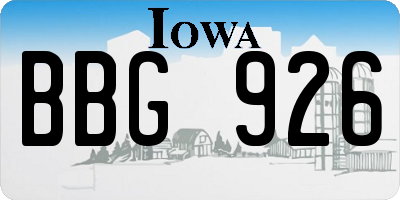 IA license plate BBG926