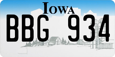 IA license plate BBG934