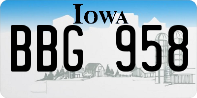 IA license plate BBG958
