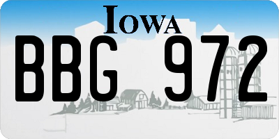 IA license plate BBG972