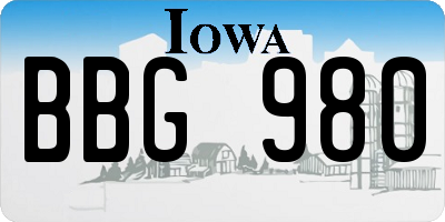 IA license plate BBG980