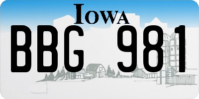 IA license plate BBG981