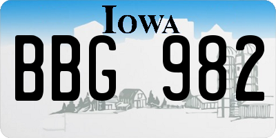 IA license plate BBG982