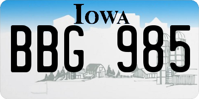 IA license plate BBG985