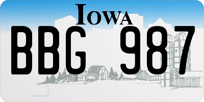 IA license plate BBG987