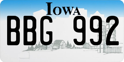 IA license plate BBG992