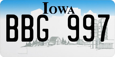 IA license plate BBG997