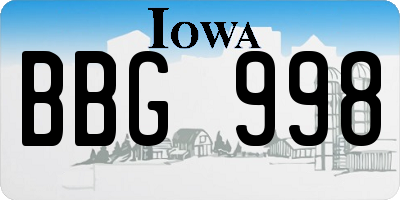 IA license plate BBG998