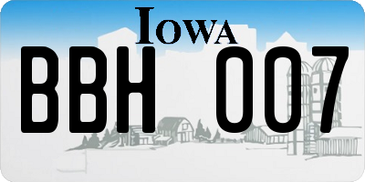 IA license plate BBH007