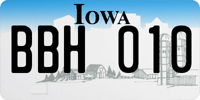 IA license plate BBH010