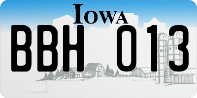 IA license plate BBH013