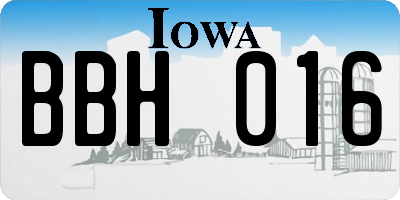 IA license plate BBH016