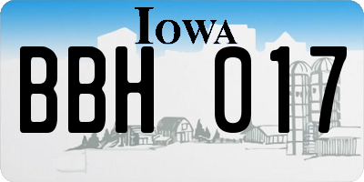 IA license plate BBH017