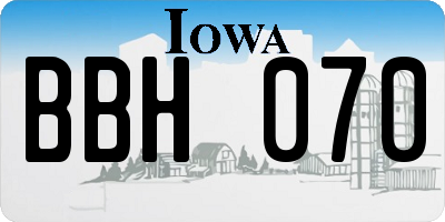 IA license plate BBH070