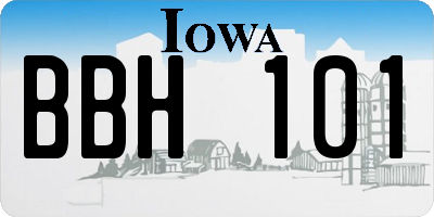 IA license plate BBH101