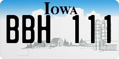 IA license plate BBH111