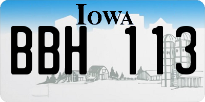 IA license plate BBH113