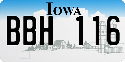 IA license plate BBH116