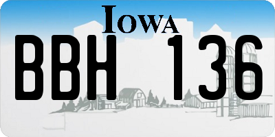 IA license plate BBH136