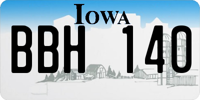 IA license plate BBH140