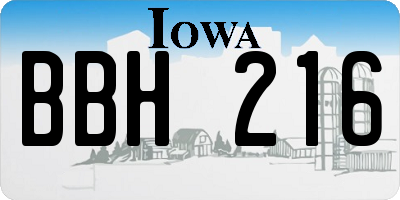 IA license plate BBH216