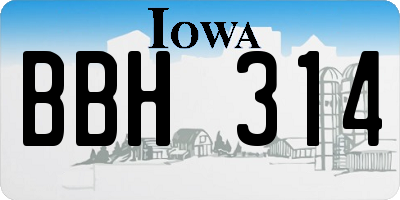 IA license plate BBH314