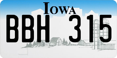 IA license plate BBH315