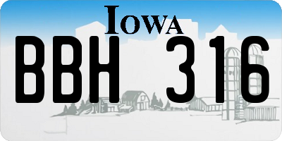 IA license plate BBH316