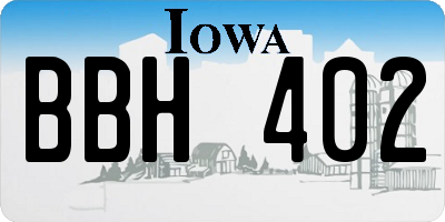 IA license plate BBH402