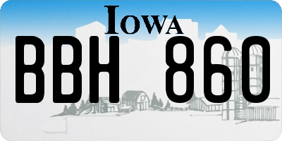 IA license plate BBH860