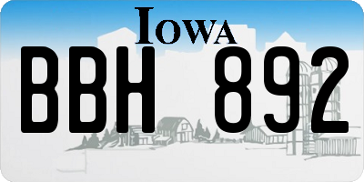 IA license plate BBH892