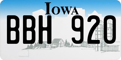 IA license plate BBH920