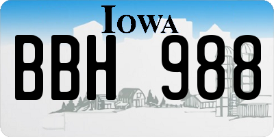 IA license plate BBH988