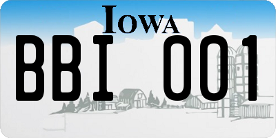 IA license plate BBI001