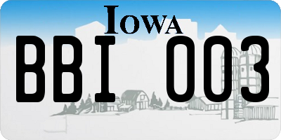 IA license plate BBI003