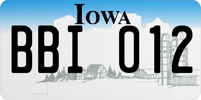 IA license plate BBI012