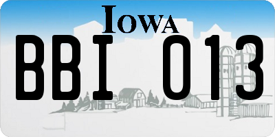 IA license plate BBI013