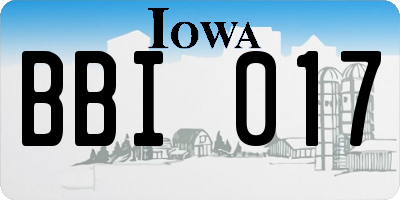 IA license plate BBI017
