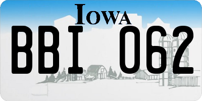 IA license plate BBI062