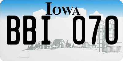 IA license plate BBI070