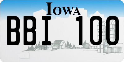 IA license plate BBI100