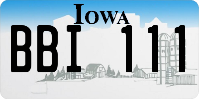 IA license plate BBI111