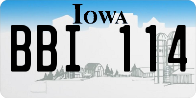 IA license plate BBI114