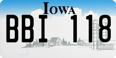 IA license plate BBI118