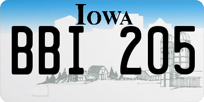 IA license plate BBI205