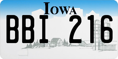 IA license plate BBI216